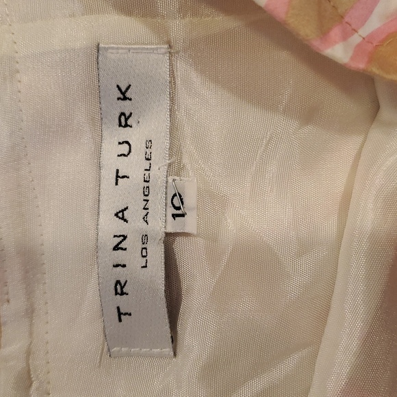 Trina turk tan and pink geometric print skirt - Picture 2 of 5